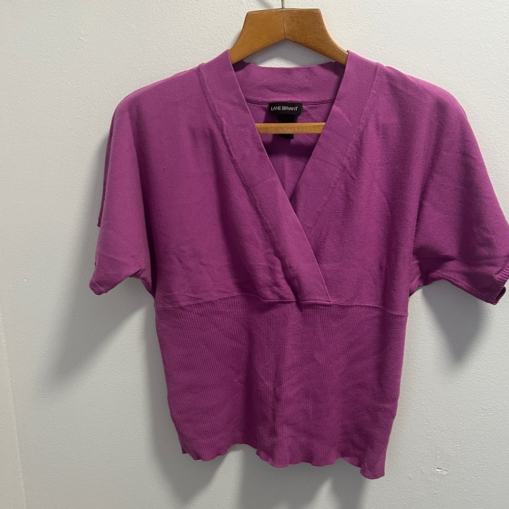 Lane Bryant Magenta Short Sleeve Top